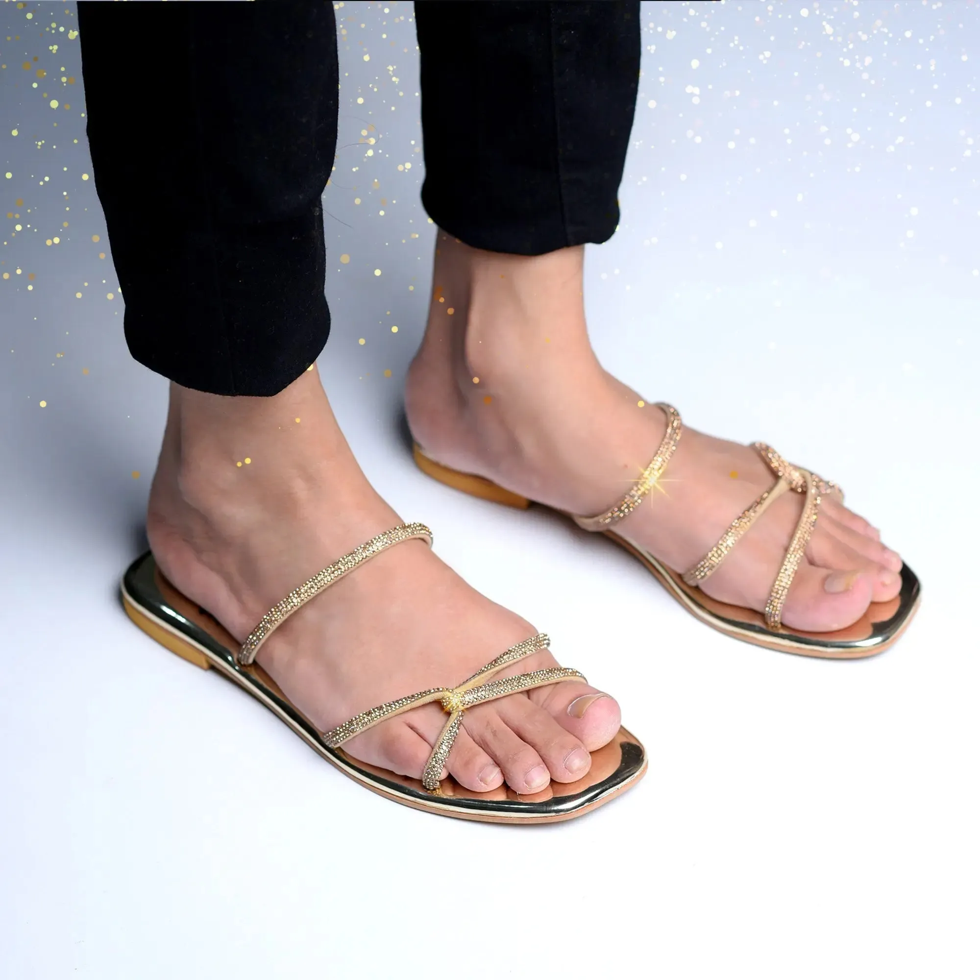 Cross Band Flats Golden