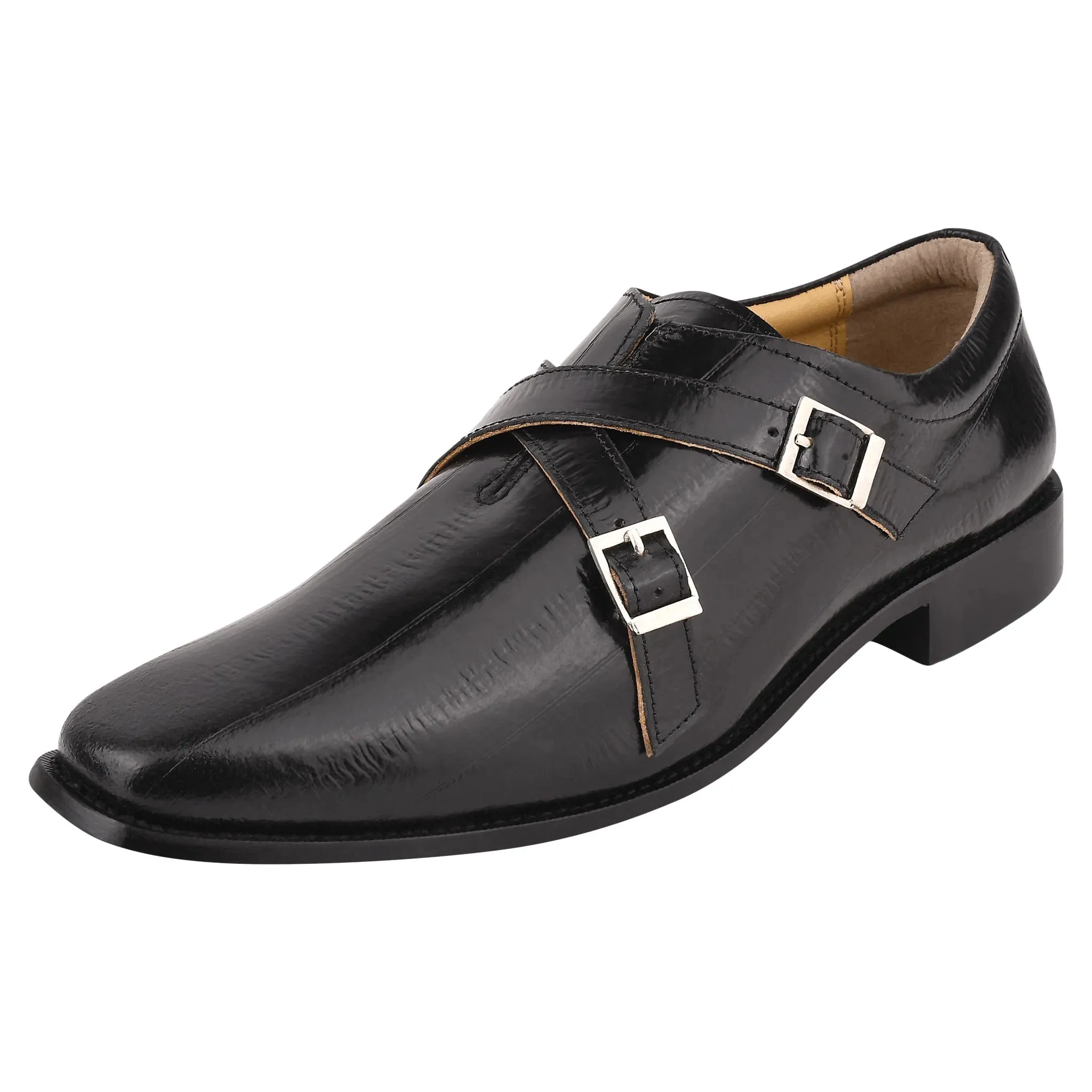 DONNA Men's Leather Monk Strap Shoes