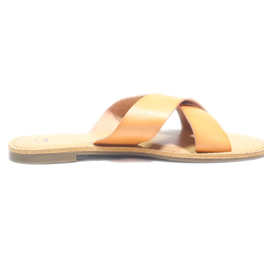 Gap Flat Sandals Leather Brown Colour For Women