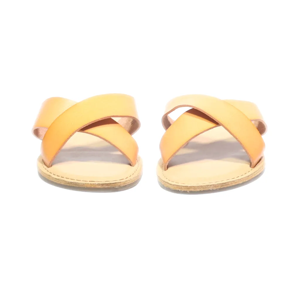 Gap Flat Sandals Leather Brown Colour For Women