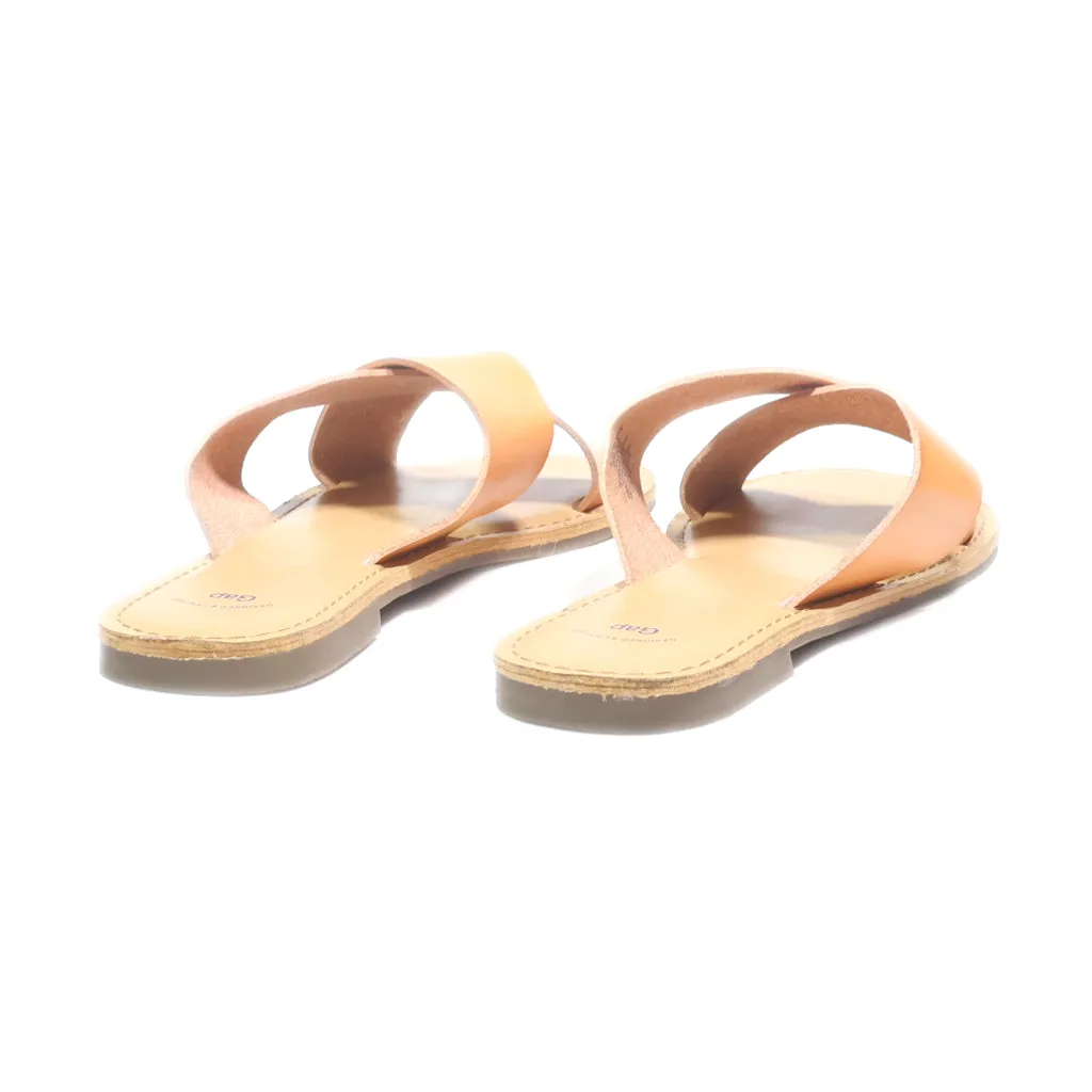 Gap Flat Sandals Leather Brown Colour For Women