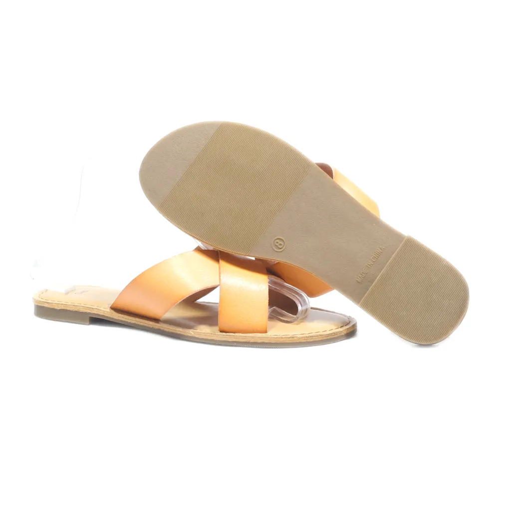 Gap Flat Sandals Leather Brown Colour For Women