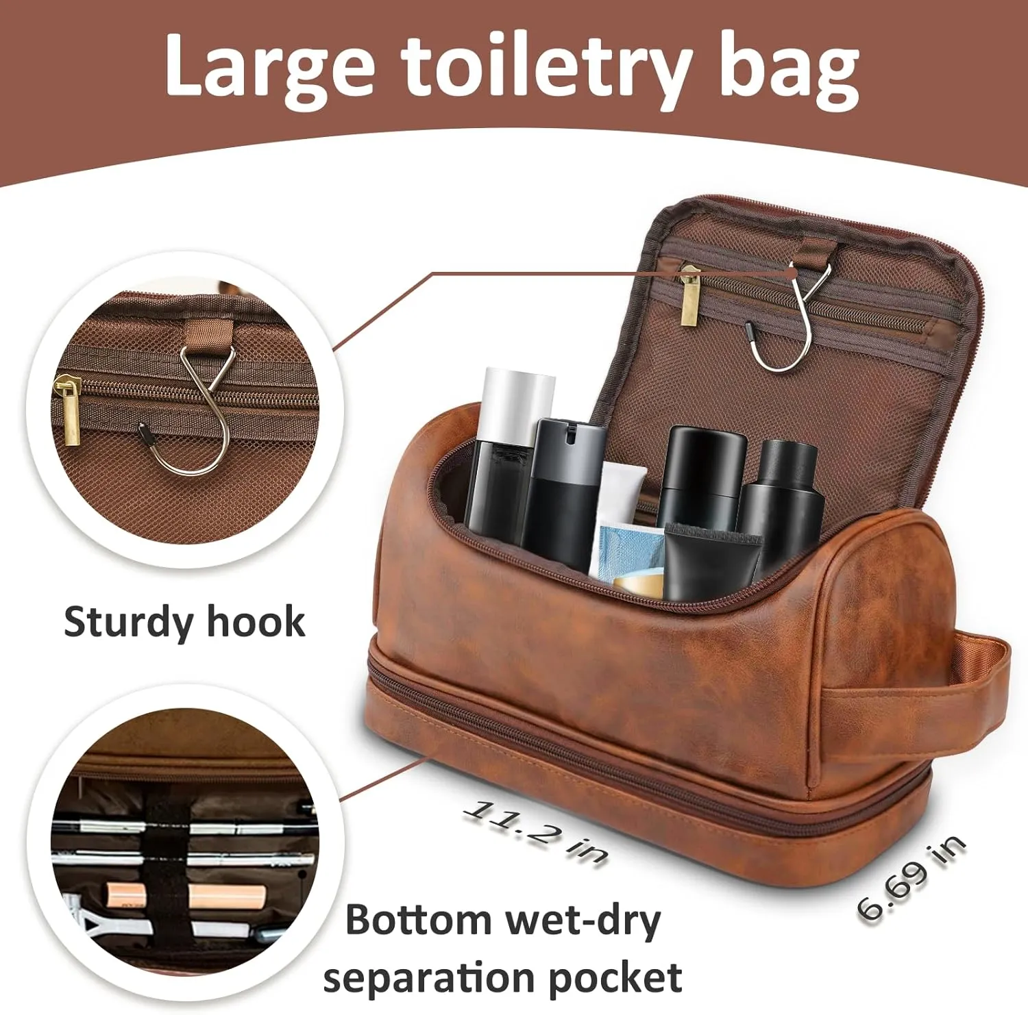 Gifts for Men, Personalized Toiletry Travel Bag, Handcrafted Travel Dopp Kit Gift with Custom Pattern and Text, Unique Men Birthday Gifts Ideas, Boyfriend, Dad