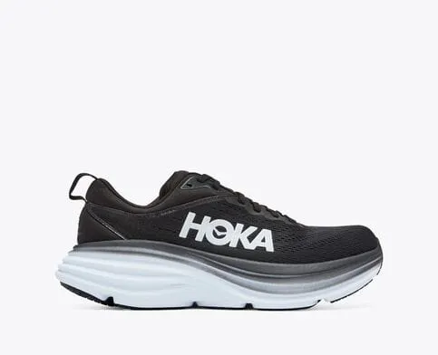 Hoka Women's Bondi 8 Running Shoes- Black/ White