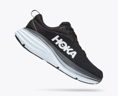 Hoka Women's Bondi 8 Running Shoes- Black/ White