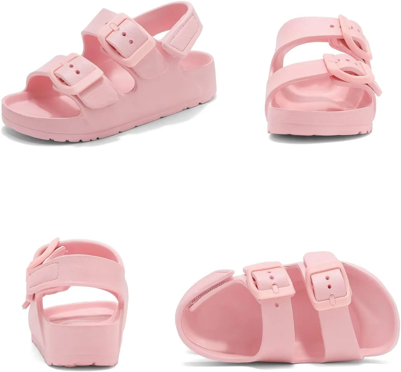 Kids Slides Sandals Double Buckle Adjustable Boys Girls
