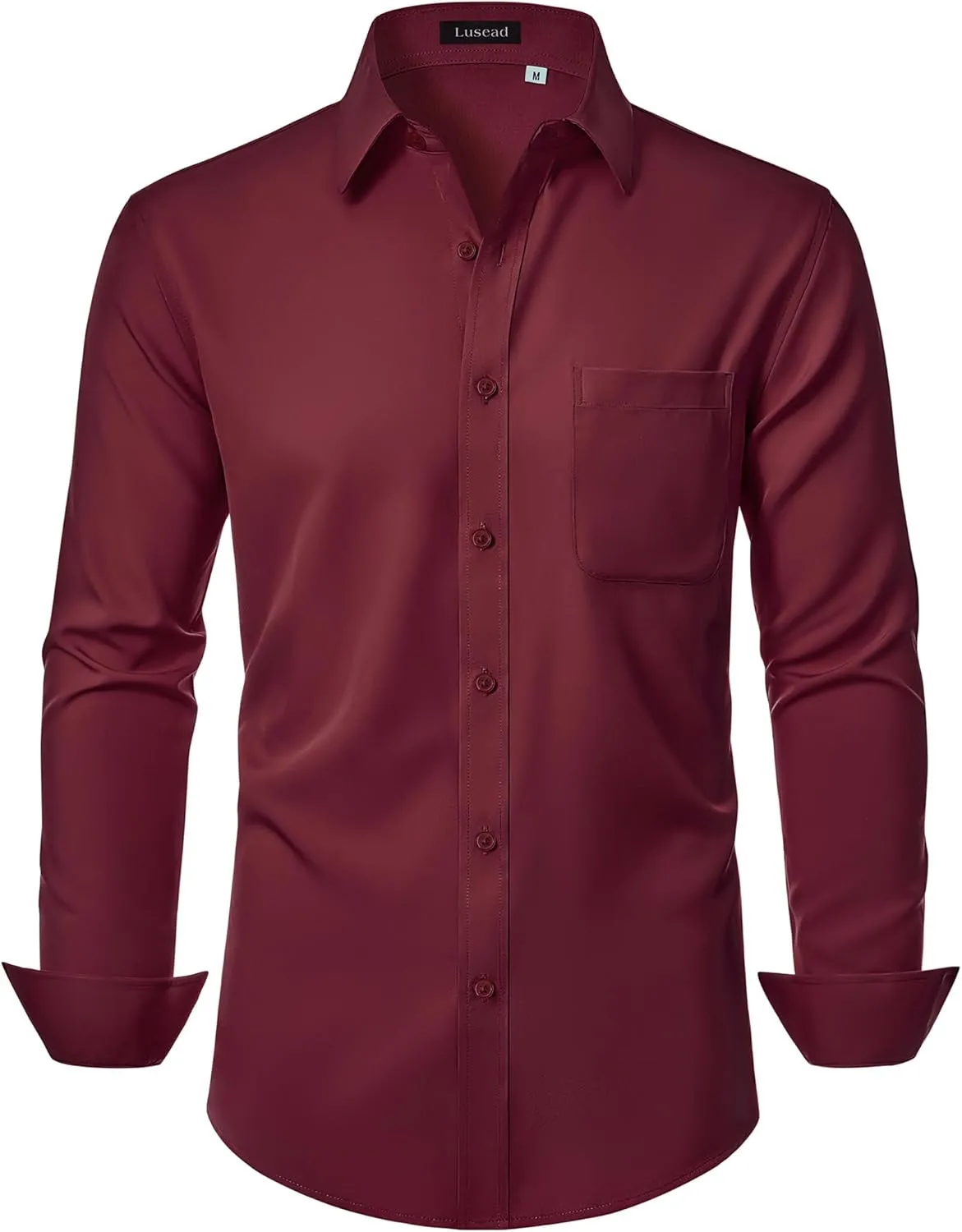 Men's Dress Shirts Long Sleeve Stretch Regular Fit Casual Formal Wedding Wrinkle Free Button Down Shirt with Pocket