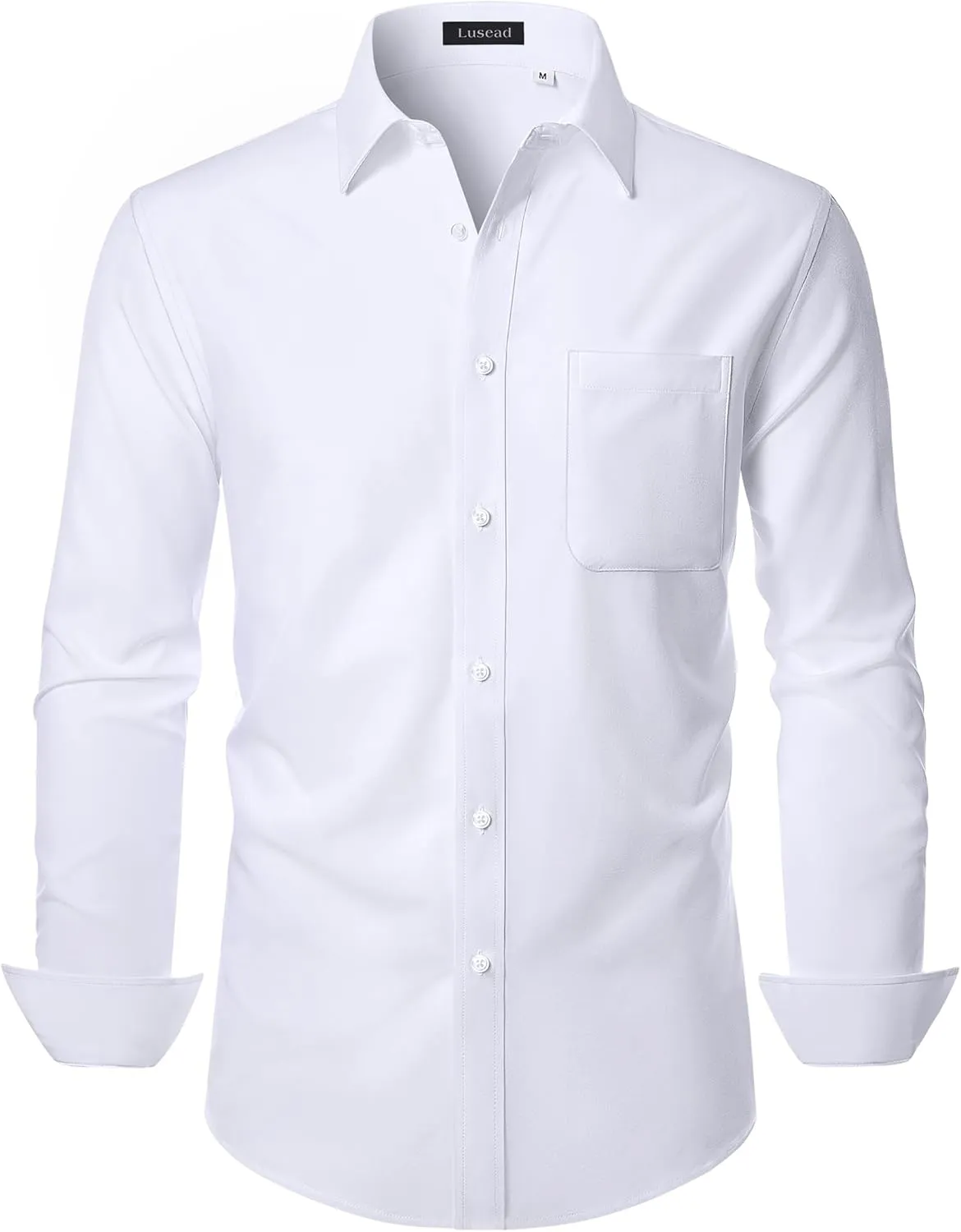 Men's Dress Shirts Long Sleeve Stretch Regular Fit Casual Formal Wedding Wrinkle Free Button Down Shirt with Pocket