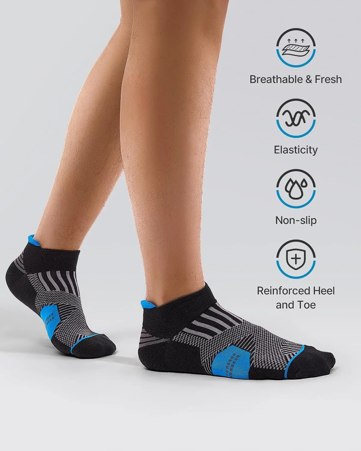Mens Low Cut Ankle Socks, Moisture Wicking Cotton Casual Short Socks, Breathable ?? Comfy, 6 Pairs