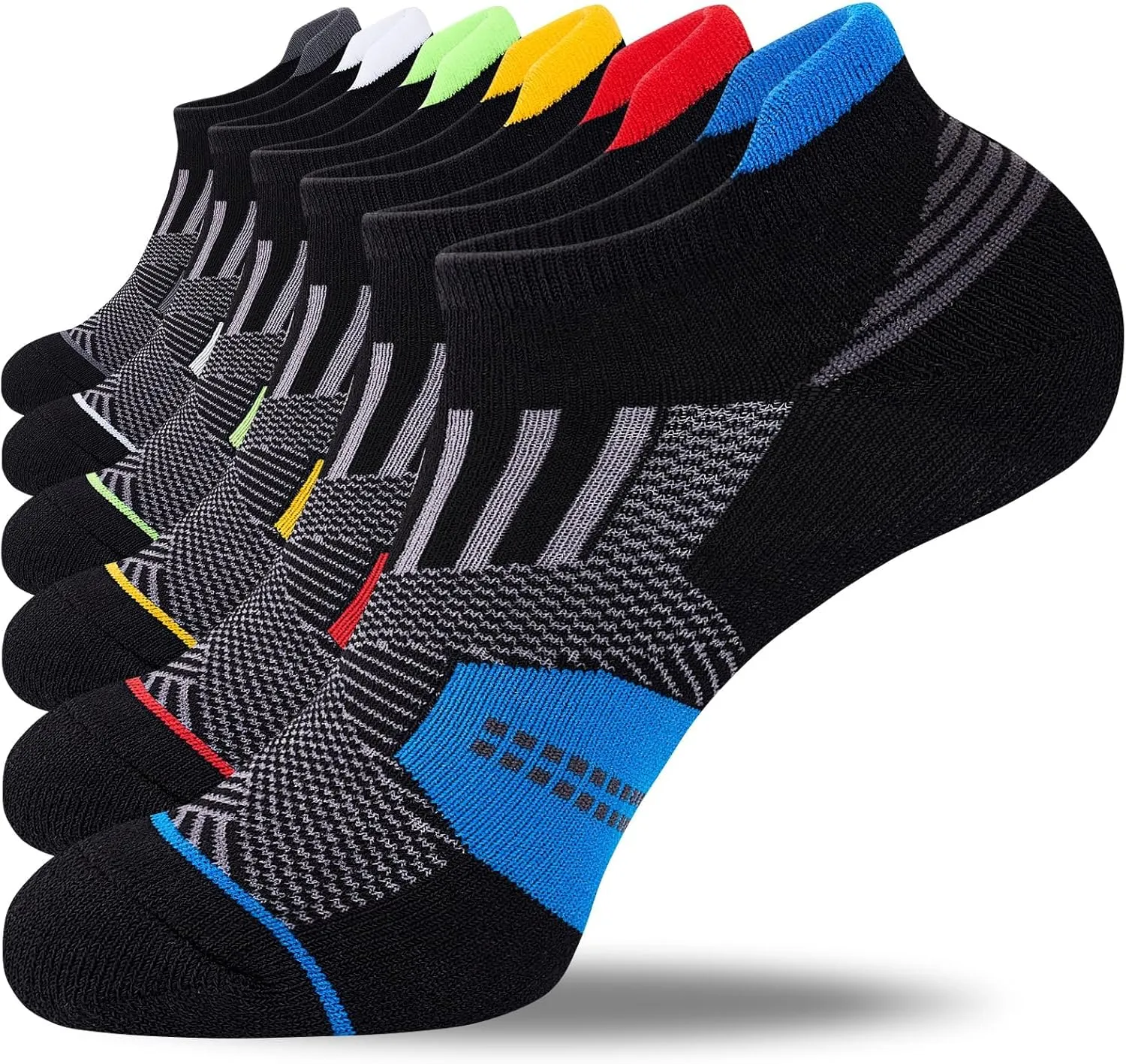 Mens Low Cut Ankle Socks, Moisture Wicking Cotton Casual Short Socks, Breathable ?? Comfy, 6 Pairs