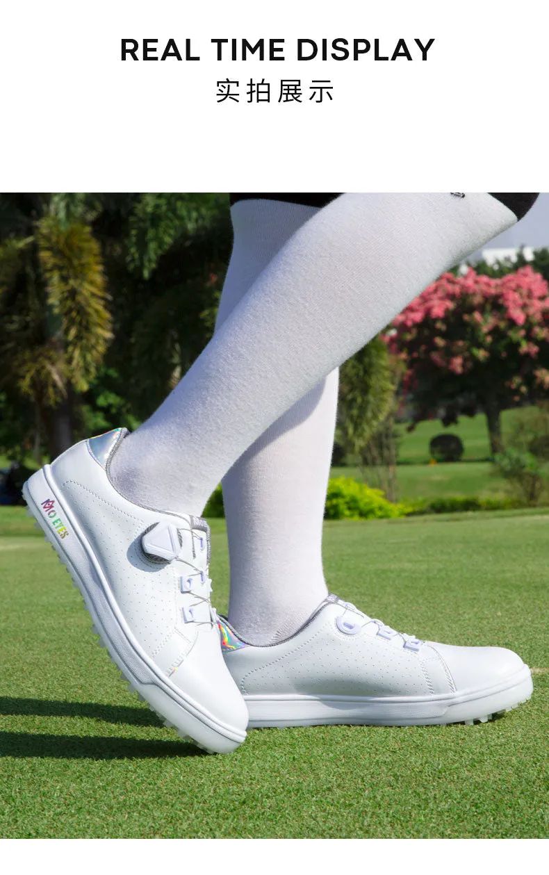 MOEYES M22XZ09 new fashion golf shoes 6.5 size spike less waterproof golf shoes
