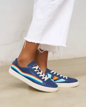 Womens_Sneakers_The Ibiza_Embroidery_Marine Blue - Rainbow Wave
